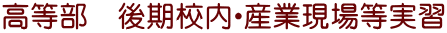 高等部　後期校内・産業現場等実習