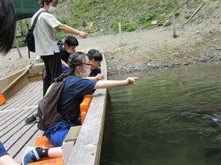 舟下りでは、鯉やカモにエサをあげたり、船頭さんの歌う「げいび追分」を聞いたり、自然に癒されてきました。