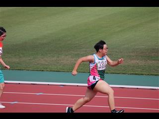 ５０ｍ走女子。練習の成果を発揮しました。