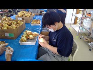 たくさんの玉ねぎを前に目が、、、