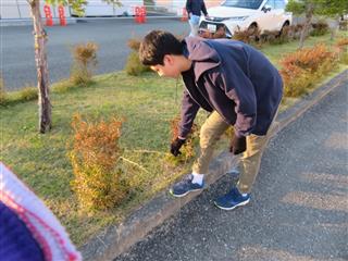 けやき棟は、駐車場の花壇整備を行いました。