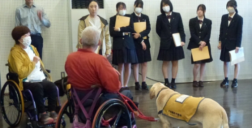 盲導犬と学生